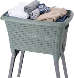 Bathroom Solutions wasmand op poten - groen - 35 ltr - 60 x 40 x 28 cm - Wasgoedmanden — thumbnail 1
