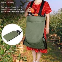 Oogstschort - Plukschort Verzamelzak - Fruit Plukken - Met Stoffen Zakje - 86x49cm - Groen — thumbnail 3