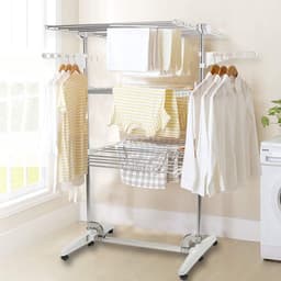 Droogrek Toren - Wasdroger Rek - Kleding Drogen - 6 Inklapbare Vleugels - 72x56x152 cm - Zilver — thumbnail 3
