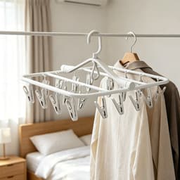 Sokkendroogrek - Opvouwbaar draaibaar kledingdroogrek - Kunststof kledingdroogrek met meerdere klemmen - Winddicht kledingdroogrek met meerdere koppen - Kledingdroogrek met 20 ​​klemmen - Hangend droogrek — thumbnail 2