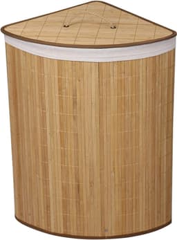 Wasbox Bamboe - Opvouwbare mand - Vuile was sorteren - Uitneembare zak - 57 Liter - Houtkleur — thumbnail 4