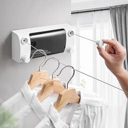 Intrekbare Waslijn - Droogrek Telescopisch - Kleding Drogen - Ruimtebesparend Ontwerp - 42 meter - Wit — thumbnail 2