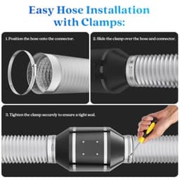 PromoHome Afzuigslang Ø75mm 3m Flexbuis Warmte-geïsoleerd Geluidsdempend met Klemmen - Wit — thumbnail 2