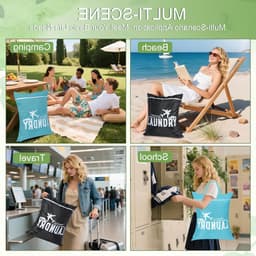 Reiswaszakken Set van 2, Ideaal voor Sportkleding, Vakantie en Camping, Met Rits voor Gemakkelijk Gebruik (Blauw+Zwart) — thumbnail 5