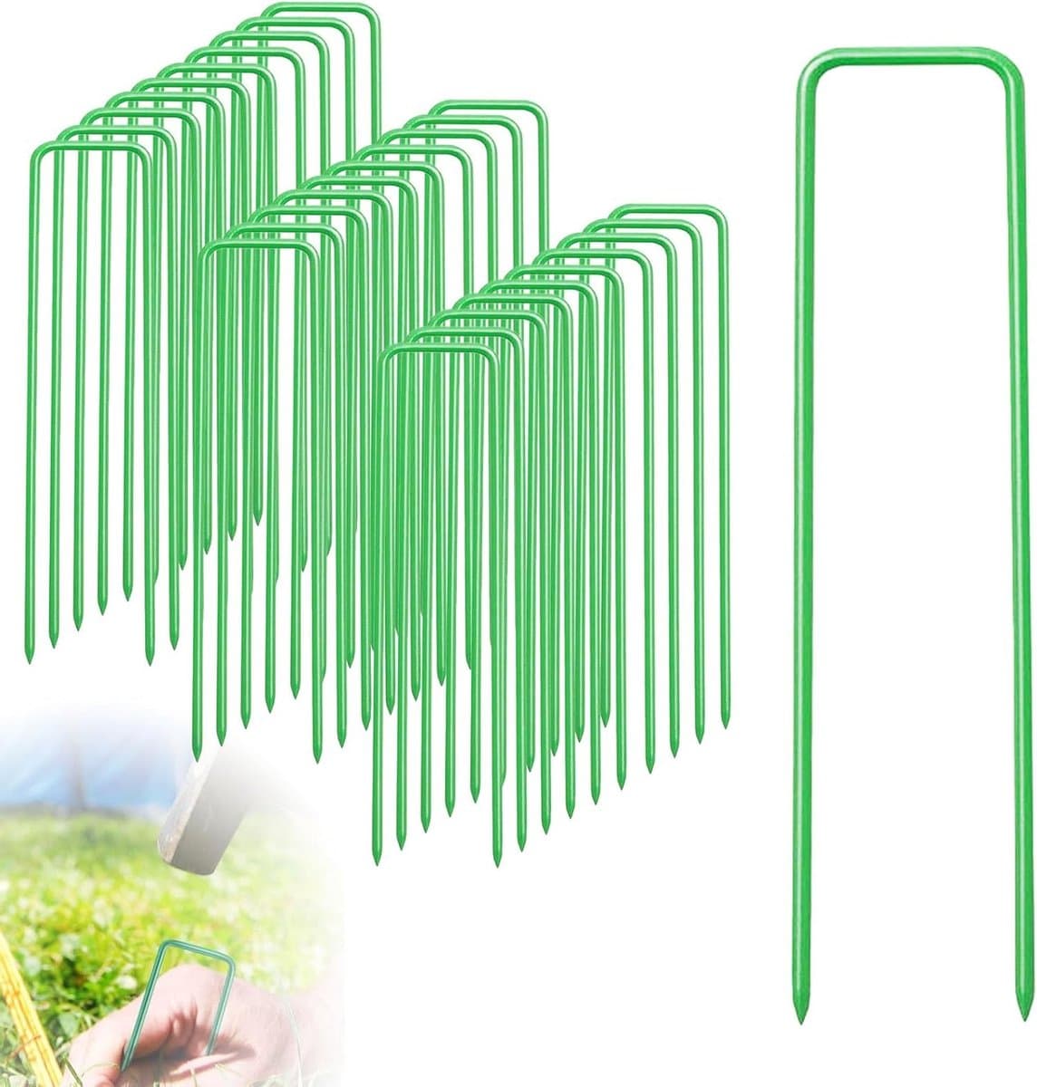 Set van 30 Grondankers, U-vormige Spijkers van 15 cm, Anti-roest Fixatie voor Tuin, Camping en Schutting — afbeelding 1