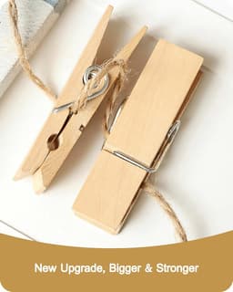 Grote Houten Wasknijpers - Kledingclips WaslijnHouders - Kleding Ophangen - Stevige Grote Grip - 72 cm - Natuurlijk Hout — thumbnail 2