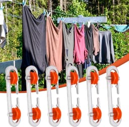 Waslijn Spreader - Waslijn Separator Katrol - Waslijnen Organiseren - Beschermt Tegen Slijtage - 6 stuks - Rood — thumbnail 4