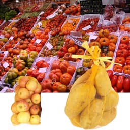 Fruitnetzakken - Mesh zakken - Boodschappen bewaren - Ventilerend ontwerp - 50 stuks - Geel — thumbnail 2