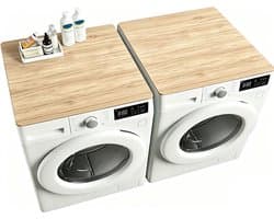 Wasmachine Beschermer Bovenkant - 2 Stuks - Anti Slip Mat Hoes - Wasmachineaccessoires - Geschikt Voor Gebruik Bovenop Wasmachines/Drogers of in Opbergruimtes in De Wasruimte.Beschermer - Houtnerfdesign - 50 X 60 Cm — afbeelding 1