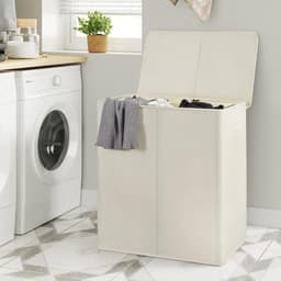 KAD® Wasmand - Wassorteerder - Wasmand 2 Vakken - Wit - 63cm x 37cm x 69cm — thumbnail 4