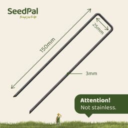 SeedPal Grondankers Bodemankers Onverzinkt - 250 Stuks - Haringen Aardnagels Stabiel, Grondankers Voor Onkruidvlies, Hek & Tent - 150 mm x 25 mm x Ø2,7 mm - Aardnagels/Bodemhaken Van Staal - Grondverankering — thumbnail 4