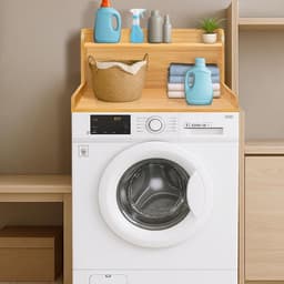 Wasmachine Aanrecht - Droger Plank - Wasruimte Organiseren - Verhoogde Rand - 70 x 70 x 35 cm - Eiken — thumbnail 5