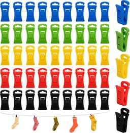 Antislip-wasknijpers – Draagbare wasknijpers – Speciale sokkenknijpers voor wasmachines en drogers – Kleurensorteer-wasknijpers – Sokkenknijpers en opbergrek voor sokkenparen, handdoeken en kleine voorwerpen – Set van 50 stuks — thumbnail 1