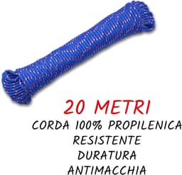 Gekleurde waslijn - Sterk touw - Was ophangen - Vuilafstotend - 20 meter - Blauw — thumbnail 4