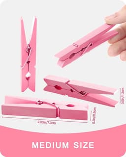 Wasknijpers - Kledingknijpers Clips - Feestdecoratie Ambachten - Sterke Grip Berkenhout - 50 stuks - Baby Roze — thumbnail 2