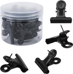 Duwpenklemmen Clips - Posterhangers Prikkers - Foto's Bevestigen - Stevige IJzeren Legering - 30 Stuks - Zwart — thumbnail 1