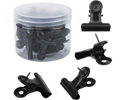 Duwpenklemmen Clips - Posterhangers Prikkers - Foto's Bevestigen - Stevige IJzeren Legering - 30 Stuks - Zwart