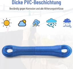 Waslijn - Drooglijn - Kleding Drogen - Extra Sterke Kern - 50 Meter - Blauw — thumbnail 5
