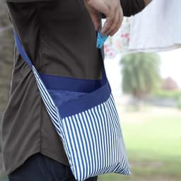Wasknijperzak - Haringtas Pennenzak - Was ophangen - Waterdicht Nylon - 35 cm hoog - Blauw gestreept — thumbnail 5