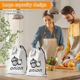 Aardappelcontainer Linnen - Groentezak Opbergzak - Keuken Organisatie - Ademende Katoenstructuur - Groot Formaat - Niet Gespecificeerd — thumbnail 4