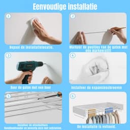 ZMR® Wanddroogrek - Wasrek - Droogrek - Wit - 41cm x 100cm x 11cm — thumbnail 4