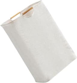 Wasmand - Opbergmand - Katoen-linnen - Opvouwbare Wasmand - Ruimtebesparend - Draagbaar - Voorzien van een houten handvat - Geschikt voor slaapkamers, hotels, badkamers, kleedkamers en wasruimtes - 27*40*56cm - Beige — thumbnail 1