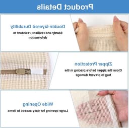 Set van 3 Wasnetten voor de Wasmachine, Duurzame Mesh Waszakken voor Delicate Kleding, Ondergoed en Babykleding, Ideaal voor Blouses, Sokken en Lingerie — thumbnail 5