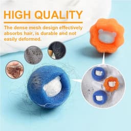 Dailygoody - Haarvanger wasmachine - Herbruikbaar - Anti-klitten - 8 stuks - Wasbal voor honden en katten - Beschermt wasgoed - Kleur blauw en sinaasa — thumbnail 5