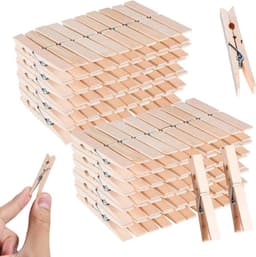 Houten Wasknijpers - Kleding Clips - Kleding Ophangen - Natuurlijk Hout - 100 Stuks - Houtkleur — thumbnail 1