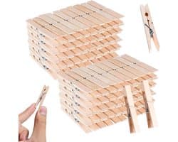Houten Wasknijpers - Kleding Clips - Kleding Ophangen - Natuurlijk Hout - 100 Stuks - Houtkleur