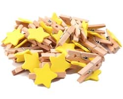 Dailygoods- Wasknijpers 50 Stuks - Sterren Houten Wasknijpers - Mini Clips - Kleurrijke Fotoclips - Ambachtelijke Decoratie - Afmetingen 3 x 0,4 cm - Decoratieclips