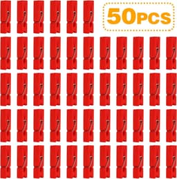Houten fotoclips - Mini wasknijpers - Ambachten decoreren - Natuurlijk materiaal - 50 stuks - Rood — thumbnail 5