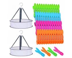 Dailygoods- Wasknijpers 60 stuks - Wasknijpermandje - Wasknijpers kunststof - Kleine wasknijpers - Kleurige clips - Geschikt voor binnen/buiten - Wasclips