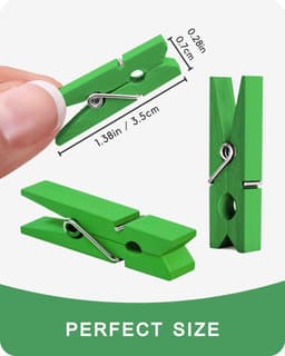 Mini wasknijpers - Kleine clips - Foto's ophangen - Natuurlijk hout - 100 stuks - Groen — thumbnail 3