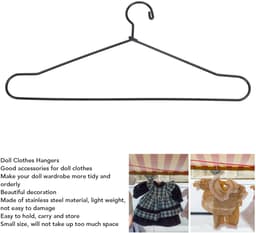 Dailygoods- Poppenkleerhanger Ruimtebesparend - Metalen Hanger - Lichtgewicht - Draagbaar - Decoratief - 150 mm - Poppenhanger — thumbnail 3