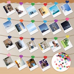 Mini houten haringen - Decoratieve clips - Fotowand decoreren - Hartvormig design - 100 stuks - 10 kleuren — thumbnail 2