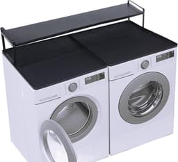 Wasmachine aanrecht - Droger plank - Wasruimte organiseren - Verhoogde opbergruimte - 70 cm breed - Zwart — thumbnail 1