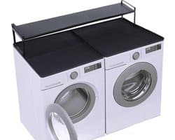 Wasmachine aanrecht - Droger plank - Wasruimte organiseren - Verhoogde opbergruimte - 70 cm breed - Zwart