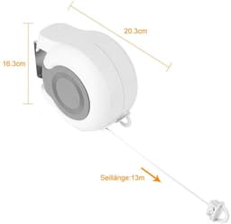 Dailygoods- Waslijn Uittrekbaar 13 Meter - Wanddroogrek - Ruimtebesparend - Drooglijn Binnen/Buiten - Duo-Haspel - Zwaar Uitgevoerd — thumbnail 2
