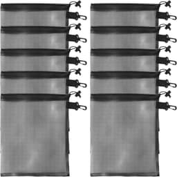 Zwarte Mesh Trekkoordzakken - 10 Stuks Nylon Opbergzakken voor Sport, Schoenen, Was en Speelgoed — thumbnail 5
