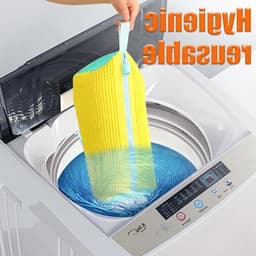 Herbruikbare waszak voor schoenen met rits en 360° reiniging van pluis, gele waszak voor de wasmachine — thumbnail 2