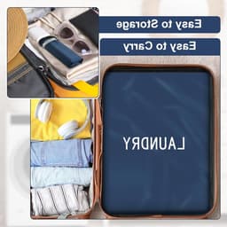 Waterdichte waszakken voor reizen - 4 stuks, opvouwbare waszakken in 3 maten voor vuile kleding, ideaal voor zwemmen, yoga en workouts (Blauw) — thumbnail 4