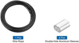 20 meter roestvrijstalen kabel met vinyl coating en aluminium mouwen - voor ophangen droogrek - zwart — thumbnail 2