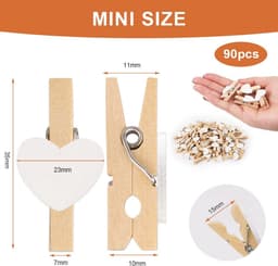 Mini Wasknijpers Hout 90 Stuks - Decoratieve Fotoclip Ster Design - 3,5 cm Compact & Duurzaam - Voor Fotowand, Knutselen & Cadeau Decoratie - Kleine Knijpers, Houten Clips, Fotohouders — thumbnail 4