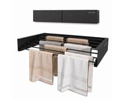 Vellano Wanddroogrek Inklapbaar – Premium Wasrek Muur 100 cm – 5 m Drooglengte – Stevig & Ruimtebesparend – Incl. Boormal & Bevestigingsset – zwart — afbeelding 1