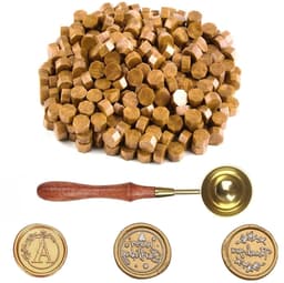 Gouden Wasbolletjes Set met 1 Smeltlepel - 100 Stuks voor Stempels, Uitnodigingen, Enveloppen en Cadeauverpakkingen — thumbnail 1