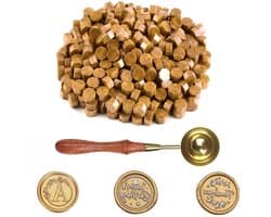 Gouden Wasbolletjes Set met 1 Smeltlepel - 100 Stuks voor Stempels, Uitnodigingen, Enveloppen en Cadeauverpakkingen