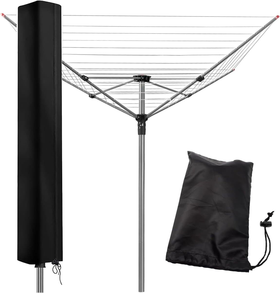 Wasrekhoes met rits, draaibaar, 160 x 15 x 15 cm, 420D Oxford stof, waterdicht en UV-bestendig, geschikt voor de meeste parapludrogers — afbeelding 1