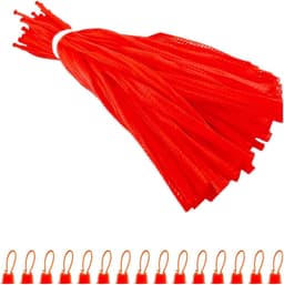 100 stuks herbruikbare netzakken, fruitnetzakken eiernetzakken met netsluiting, watermeloennetjes voor boodschappen doen en het opbergen van fruit en groenten (rood) — thumbnail 1