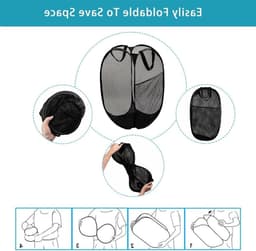 Duurzame Vouwbare Wasmanden van Mesh met Handige Pocket - Grote Wasmand voor Badkamer, Studentenhuis en Reizen — thumbnail 3